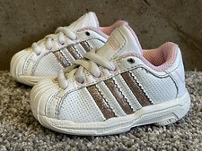 Raras Adidas SS2G Superstar Puntera Concha Bebé Niño TD Tenis Blanco/Rosa 4k/4c