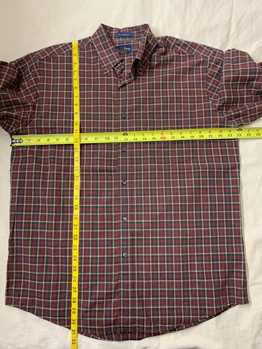 Club Room Men's Button Up Shirt Size Medium Long Sleeve Plaid Red Green yellow - 第 7/11 張圖片