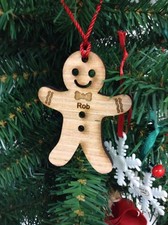 Christmas Natural Wood Christmas Tree Ornaments Gingerbread Boy