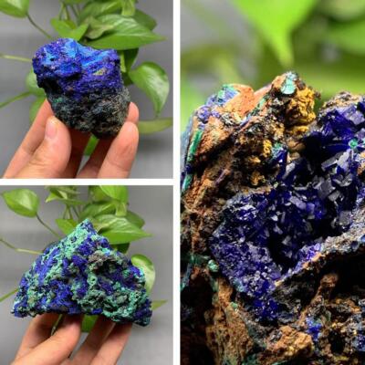 Natural Azurite Malachite Geode Crystal Mineral Specimen US Reiki Stone U5U6