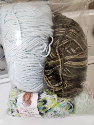 Bag of Serenity Yarn, various shades of green small/large twists never used