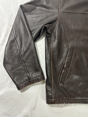 Vintage Eddie Bauer Leather Jacket Mens Large Full Zip Excellent