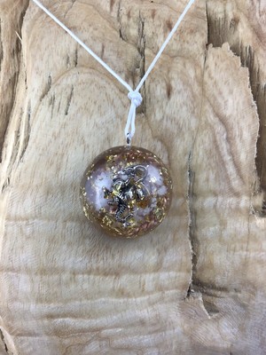 Orgonit Drache Kette Anhänger Prema Orgon Heilkette Rosenquarz Baryt 24k Gold 