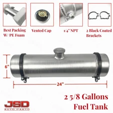 Fuel Tank 6x24 2 5/8 Gallon 1/4 Npt Outlet Aluminum Spun Gas Tank For Dune Buggy