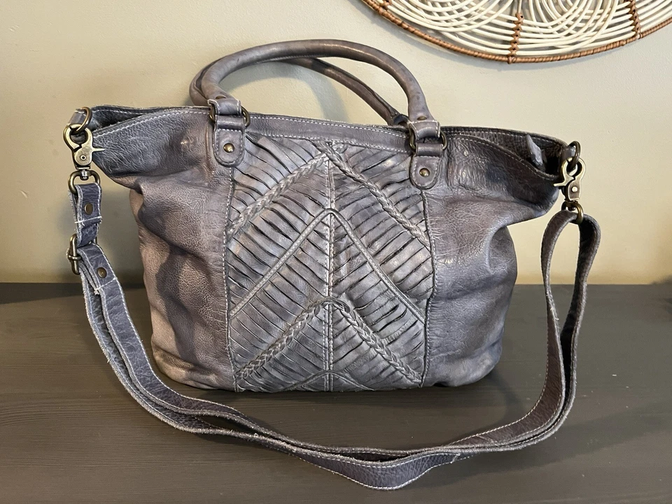 Bolsa de couro Amsterdam Heritage tiracolo ombro tote Chevron - Imagem 3 de 4