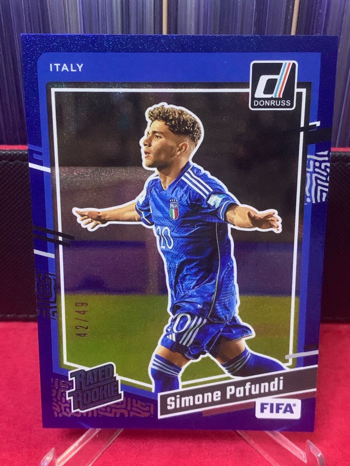 2023-24 Panini Donruss Soccer FIFA Simone Pafundi RC Rated Rookie Blue 42/49