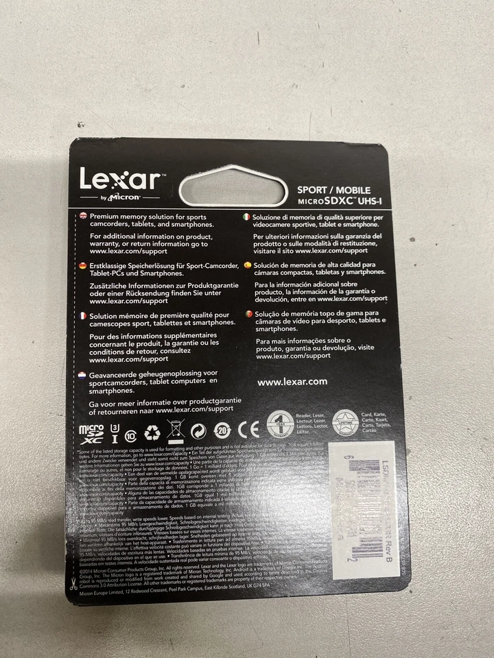 Lexar 64GB 633X 95MB/s Class Micro SD Card, USB 3.0 Reader LSDMI64GBBEU633 - Image 2 of 2