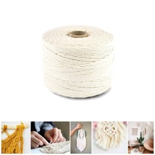 200m 3mm Natural Craft Macramé Cotton String Artisan Thread Twisted Cord