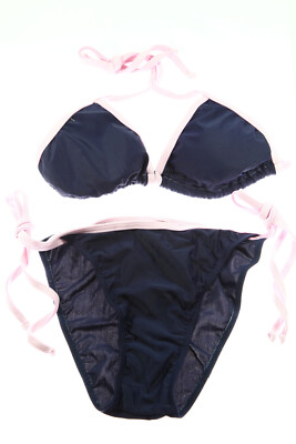NAVY BLUE HOT KISS TWO-PIECE BIKINI SWIMWEAR - Size Small