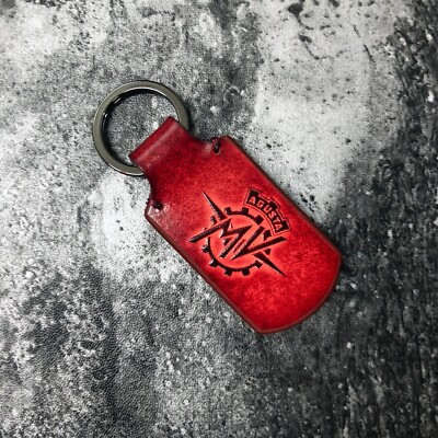 Handmade leather keychain with MV Agusta logo in Red. 1EA