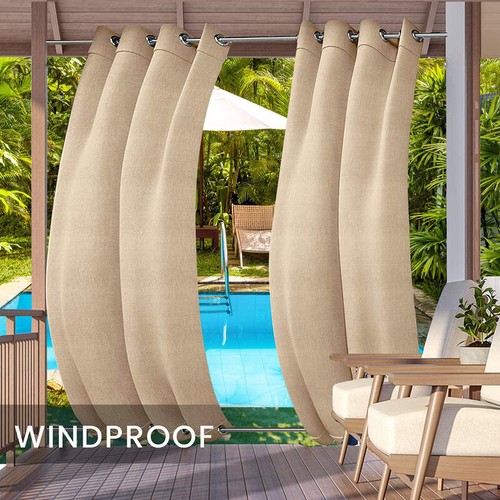 Waterproof Outdoor Curtains Grommet Top and Bottom Drape for Patio Gazebo Porch - Picture 42 of 49