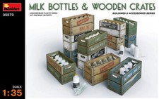 Miniart 1/35 Milk Bottles & Wooden Crates - 35573
