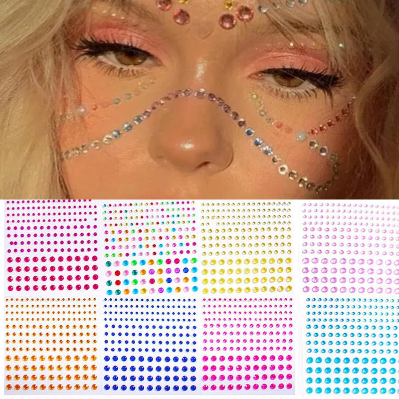 Self Adhesive Face Gems Stick on Gems Rhinestones Stickers Bling Jewels for  Makeup Crafts Home Decor Scrapbooking Embellishments - AliExpress