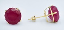GENUINE 10.28 Cts RUBY STUD EARRINGS 14K GOLD - Free Appraisal Service - NWT