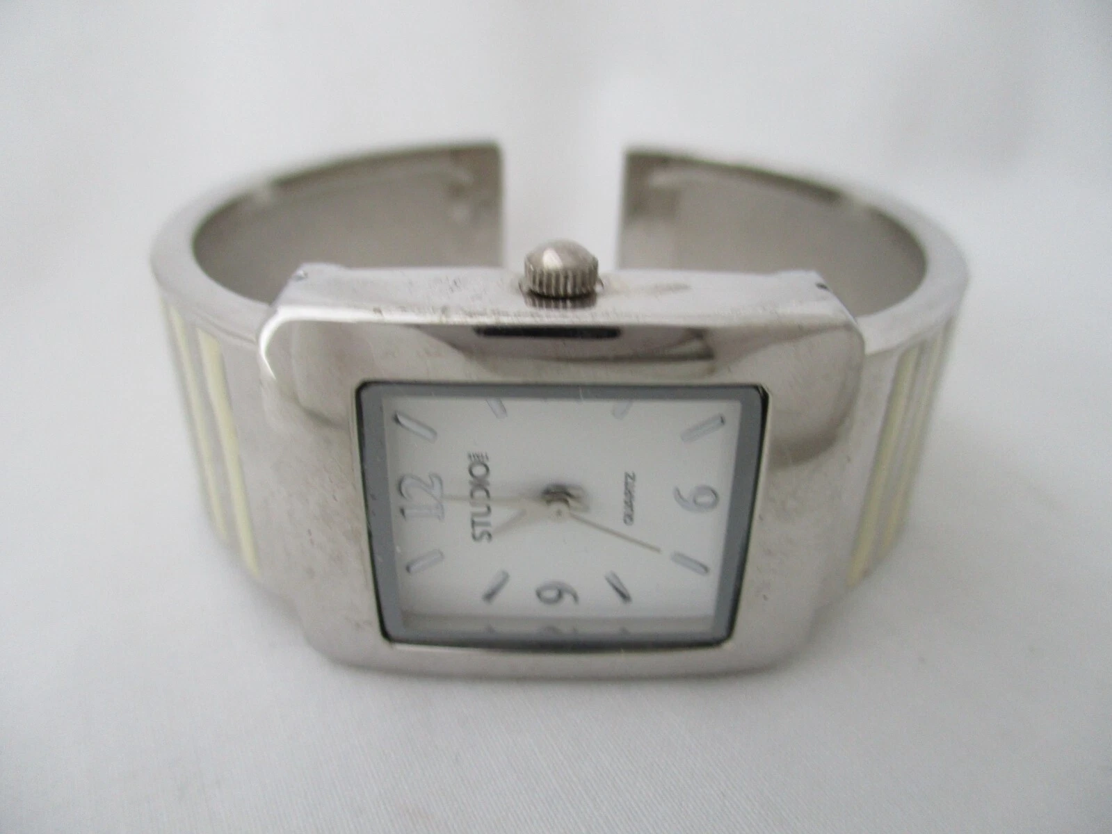 OFF WHITE Orologio analogico Studio Time donna bianco sporco cinturino tono argento