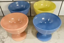 Vintage Set of 4 Hazel Atlas MCM Dessert Cup Sherbet 50s Ice Cream Dish Pedestal