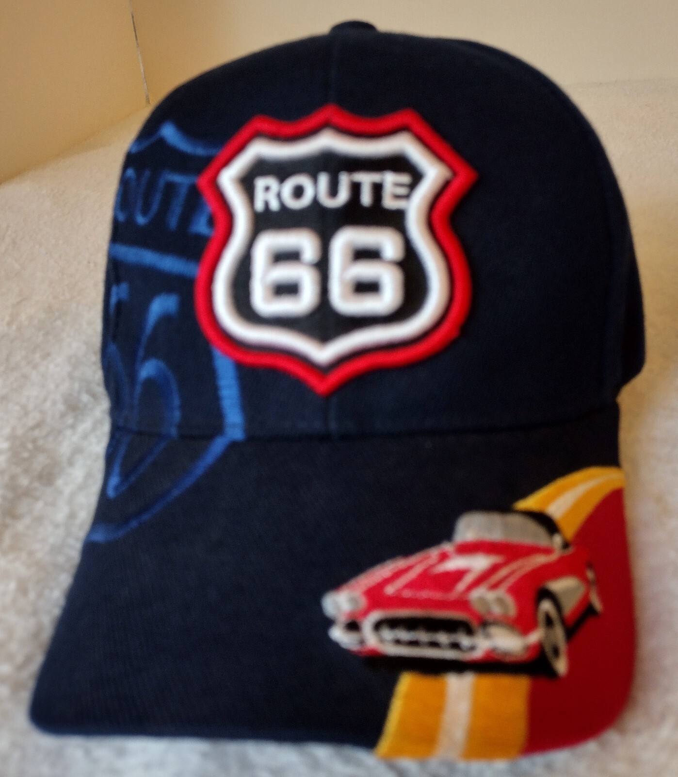Route 66 Convertible Sports Car Hat Cap "hook & loop"… Gem