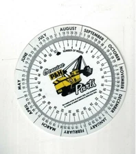 Vintage P&H Corp Milwaukee Harnischfeger Cranes Circular Date Calculator #196