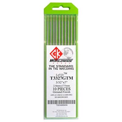 CK T3327GTM LaYZr Tungsten Electrode 3/32'' x 7'', 10 pack