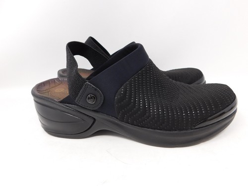 Bzees Mules Women's Clogs Size 8.5 Black Kitty Perforateed Slip On Slingback