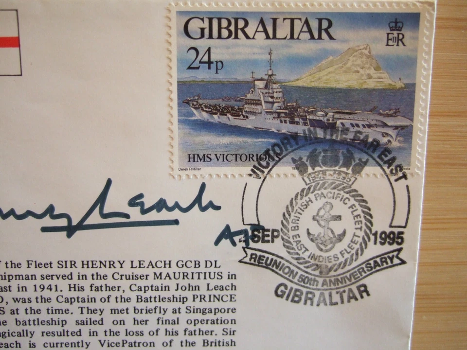 1995 50th Anni Victory Far East Signed Sir Leach & Ogden RNSC(6)16 RNSC(6)16 FDC - Image 3 of 4