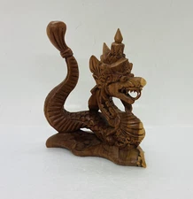 Vintage Basuki Wooden Dragon Crown Statue 6.5” Balinese Carved Art Decor X1
