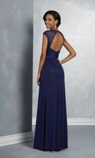NWT Alfred Angelo Formal Navy Blue Bridesmaid Prom Dress Size 8 Retail 189