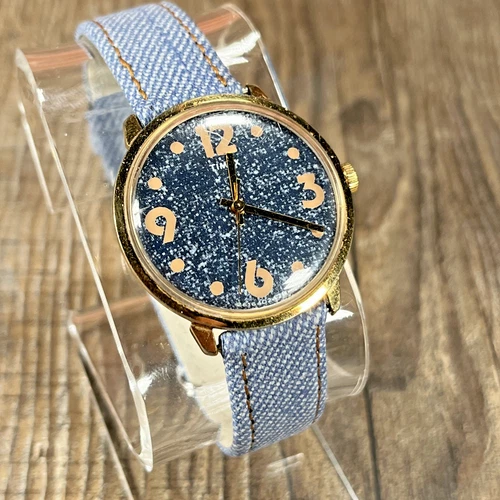 Vintage Timex Marlin Mercury Mechanical Denim Dial Wrist Jeans 1978