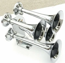 train horn 155 decibels 4 trumpet chrome Peterbilt Kenworth Freightliner