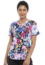 Brushy Blooms Cherokee Scrubs V Neck Top CK662 BUYS