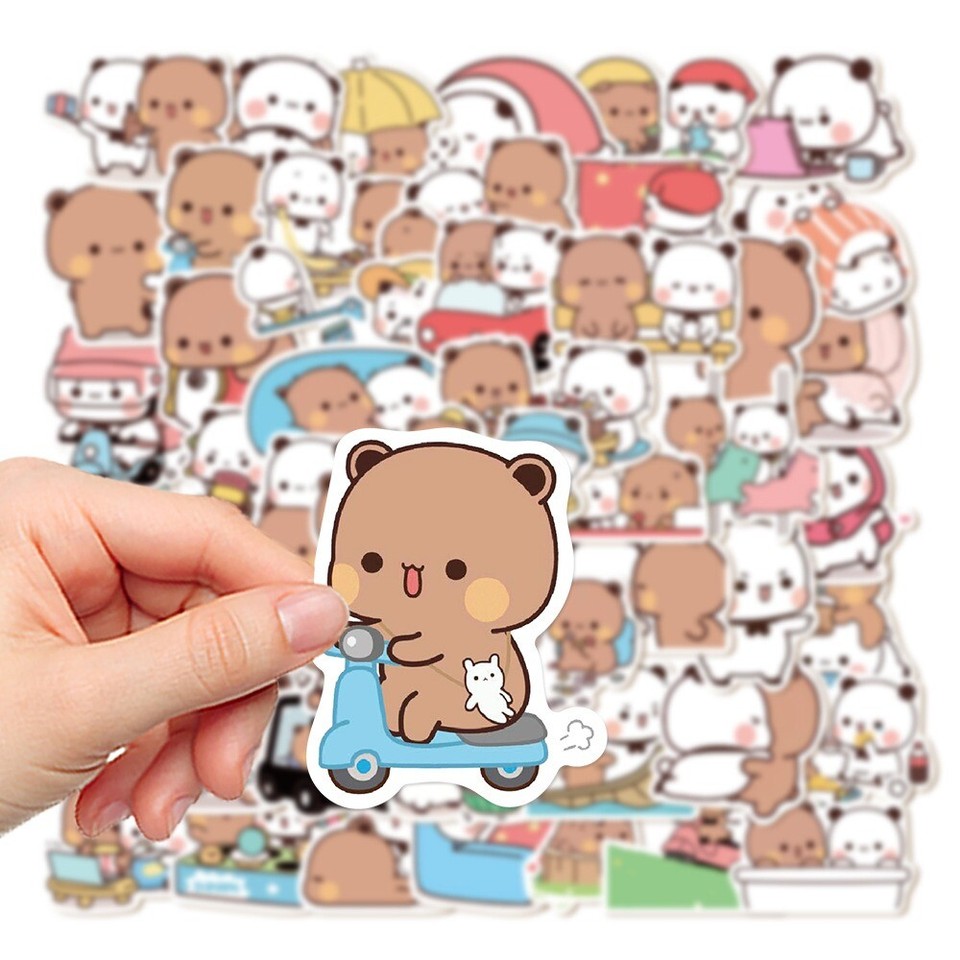 50sheets/set Panda Cartoon Bear and Panda Stickers Bubu Dudu Stickers