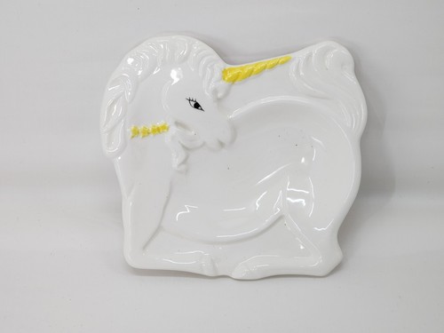 Unicorn Trinket Catch All Tray Plate Dish Spoon Rest Jewelry Tray Ceramic White