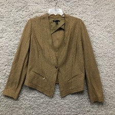 Mango Blazer Medium Adult Green Casual Metallic Fleck One Button Jacket Womens M