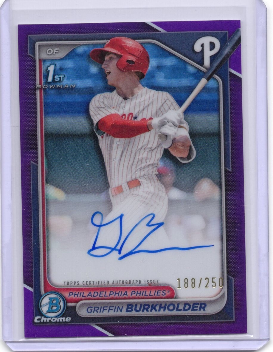 2024 Bowman Chrome Prospect Autographs - Griffin Burkholder #CPA-GB Purple /250