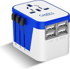 Travel Adapter Worldwide - Universal Input, 4 USB Ports Max 17.5W Universal