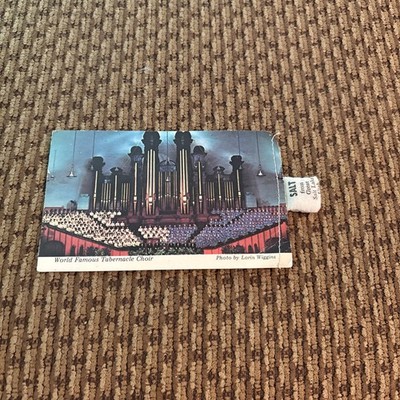 Vtg Postcard Mormon Tabernacle Choir / Organ w Real Salt from Salt Lake 1950s?