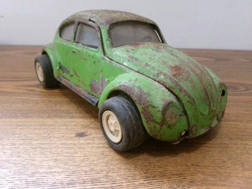 Tonka Volkswagen Bug Beetle 1960's Green Pressed Steel Toy Car Rusty 8.5" VTG