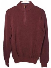 Club Room Men's Half Zip Knit Sweater Large Burgundy Classic Preppy Casual Fall