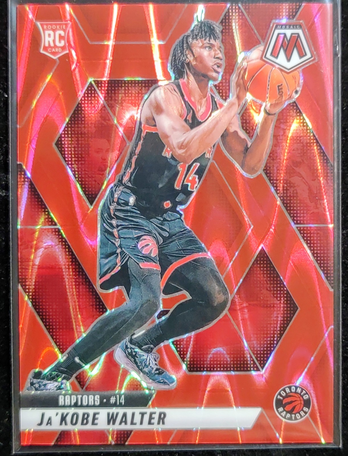 JaKobe Walter 2024-25 Panini Mosaic #234 Red Color Match - Mosaic RC - Raptors