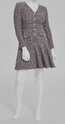 Taylor Women's Tweed Button-Front Fit & Flare Dress - Shiraz Multi - Size 12 Taylor Women's Tweed Button-Front Fit & Flare Dress - Shiraz Multi - Size 12