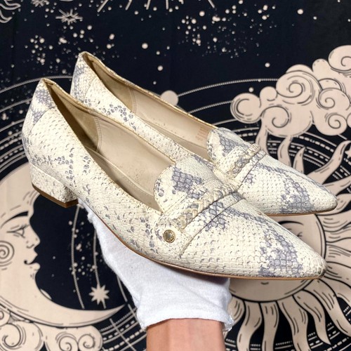 Cole Haan Mabel Skimmer W17848 Loafer Shoes Women's 8B White Snakeskin Leather