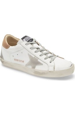 GGDB GOLDEN GOOSE SUPER STAR SNEAKERS - WHITE with BROWN - WOMENS 8US 38 EU