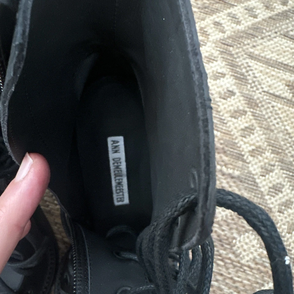 ANN DEMEULEMEESTER SANDALIA TACÓN TIRAS NEGRAS Cuero Bernadina Sandalia con cordones 39 Foto 3 de 4