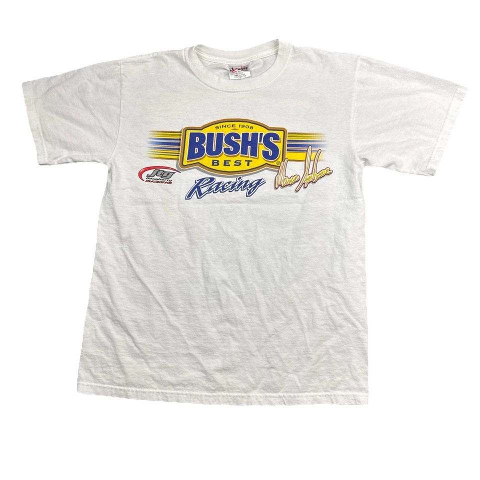 Camiseta Bush's Best Marcos Ambrose #47 Racing Blanca Talla Mediana Chase Auténtica Foto 2 de 4