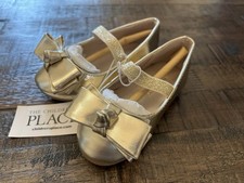Childrens Place Toddler Girls Size 4 Gold Metallic Bow Ballet Flats NWT