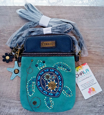 Chala Vegan Leather Sea Turtle Beaded Turquoise Convertible Crossbody NEW