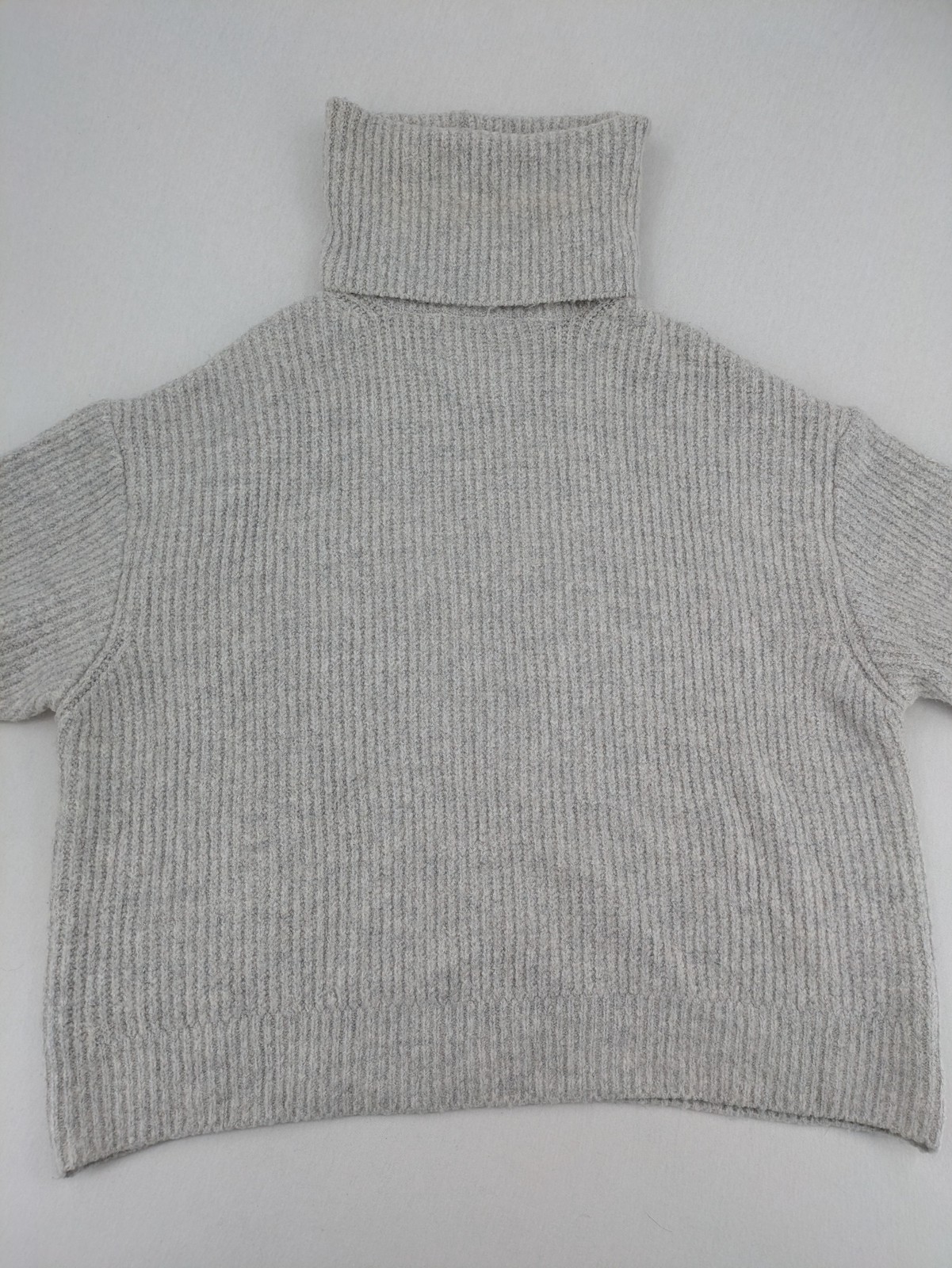 Zara Knit Damen Rollkragenpullover S Grau Strickpullover Oversize Wolle Mix image 5