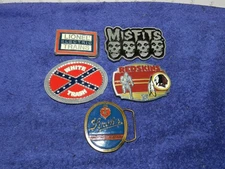 Lot of 5 Vintage Pewter Belt Buckles Stroh's Redskins Lionel Trains Misfits