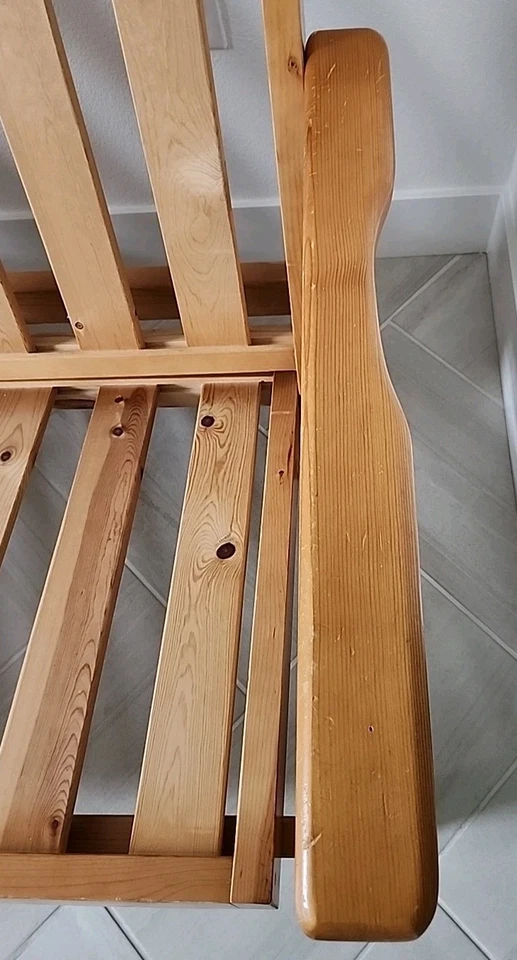 Sofá/cama dobrável futon quadro completo/queen tamanho 60" largura 80" comprimento madeira de pinho - Imagem 4 de 4