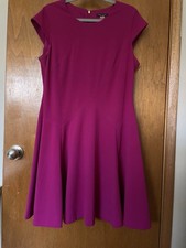 Tommy Hilfiger Fit And Flare Dress Size 14 Fuscia  Cap Sleeve 
